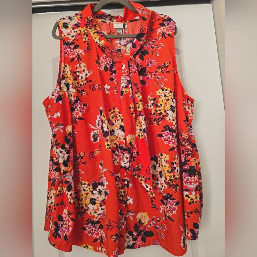 A new day sleeveless top orange floral Size 4X